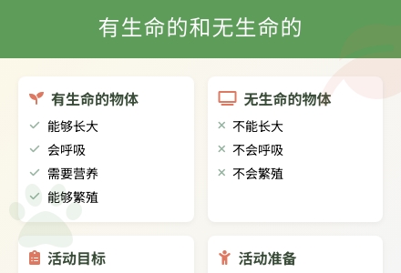 幼儿园大班科学活动：《有生命的和无生命的》-幼师课件网