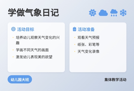幼儿园大班集体教学活动：学做气象日记-幼师课件网