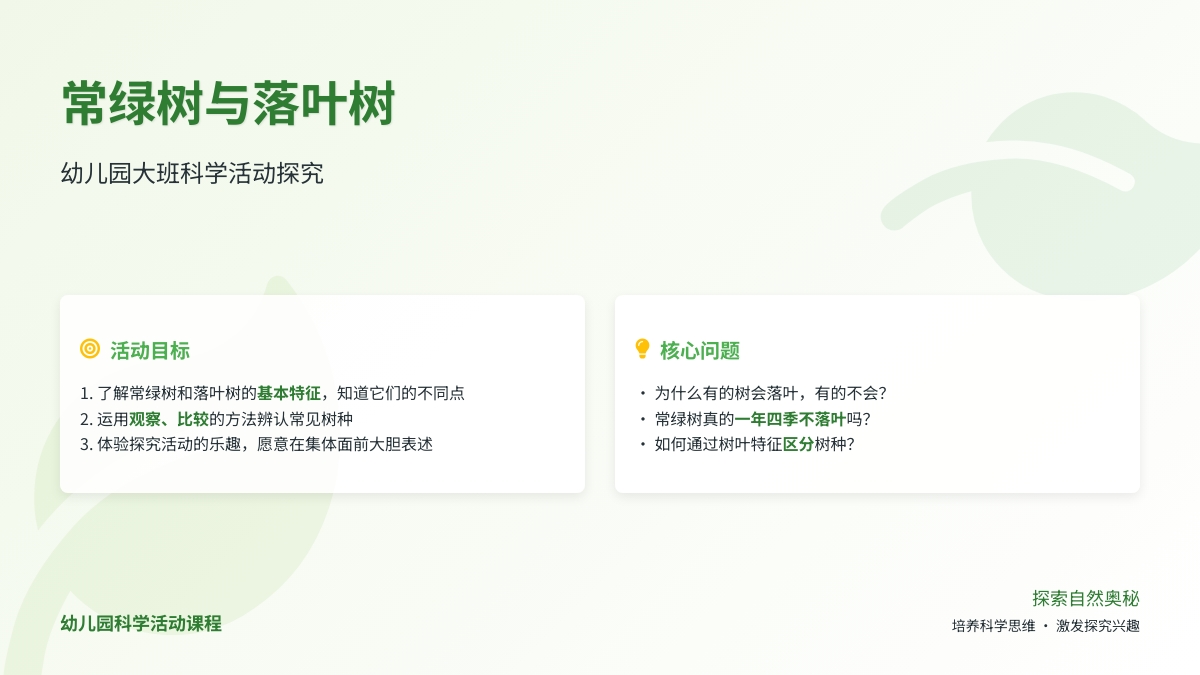 幼儿园大班科学活动《常绿树和落叶树》下载
