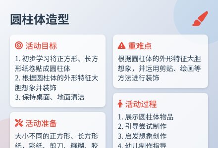 幼儿园大班美术教案：圆柱体造型-幼师课件网