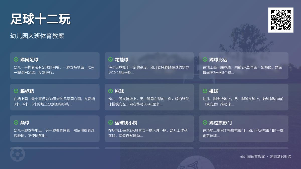幼儿园大班体育教案：足球十二玩