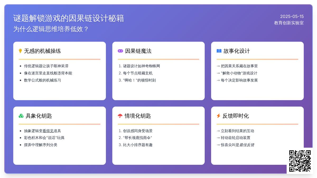 为什么逻辑思维培养低效？谜题解锁游戏的因果链设计秘籍