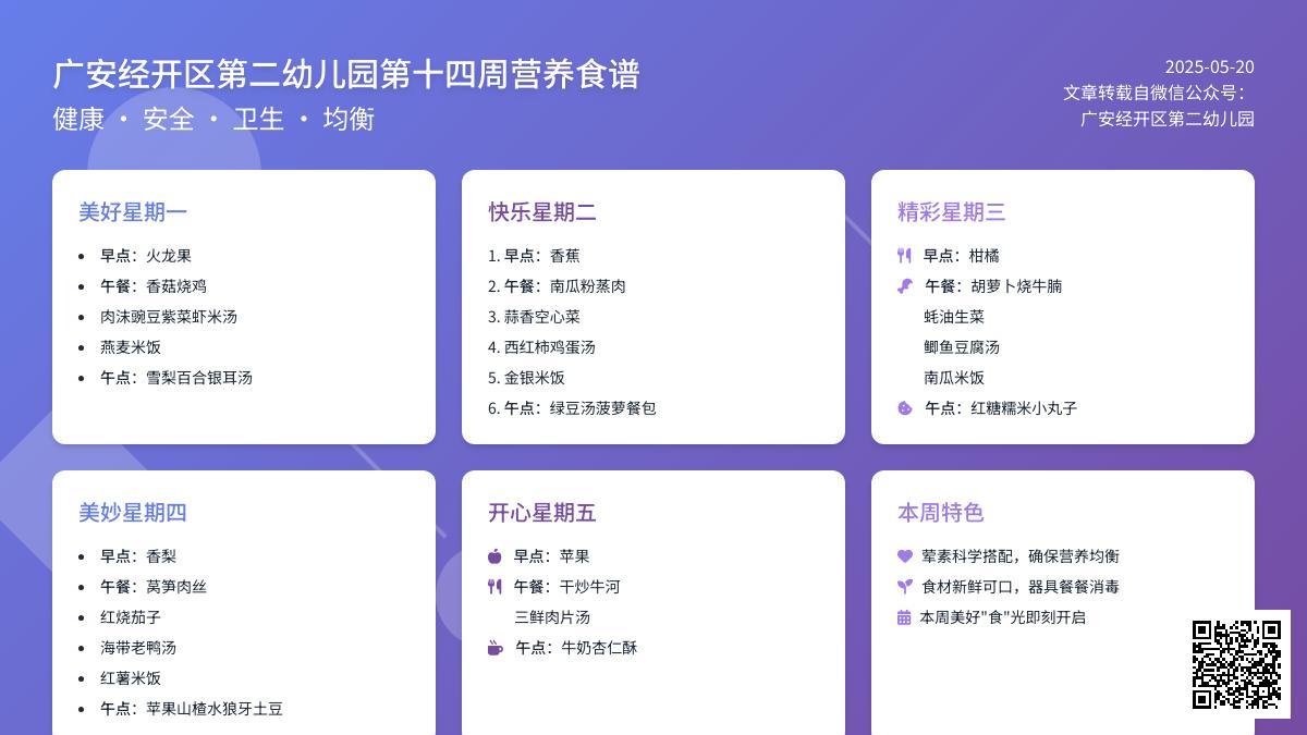 【美食美味】广安经开区第二幼儿园第十四周食谱
