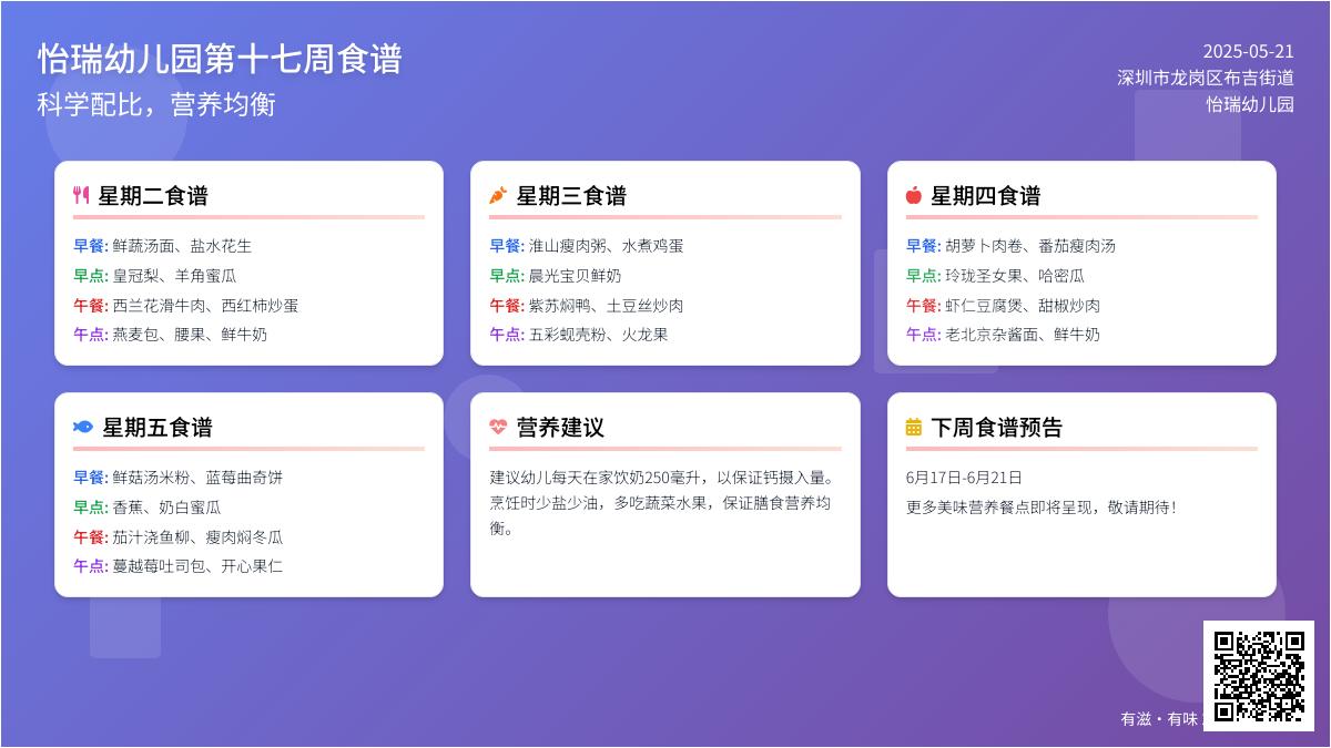 【美味·食光】幼儿食谱第十七周食谱回顾