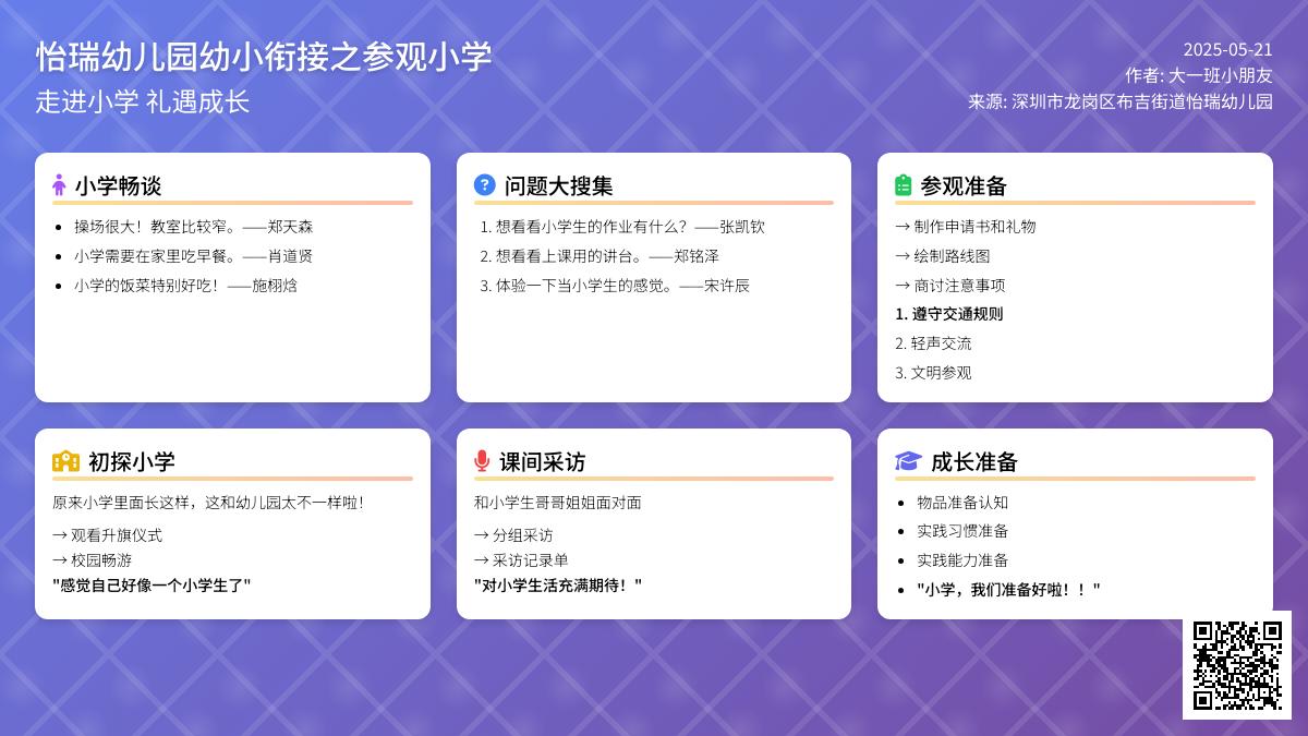 【怡瑞·课程】走进小学 礼遇成长