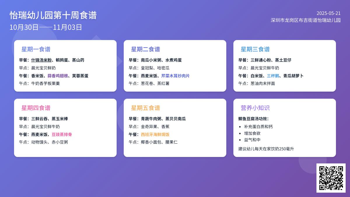 【美味·食光】幼儿食谱第十周食谱回顾