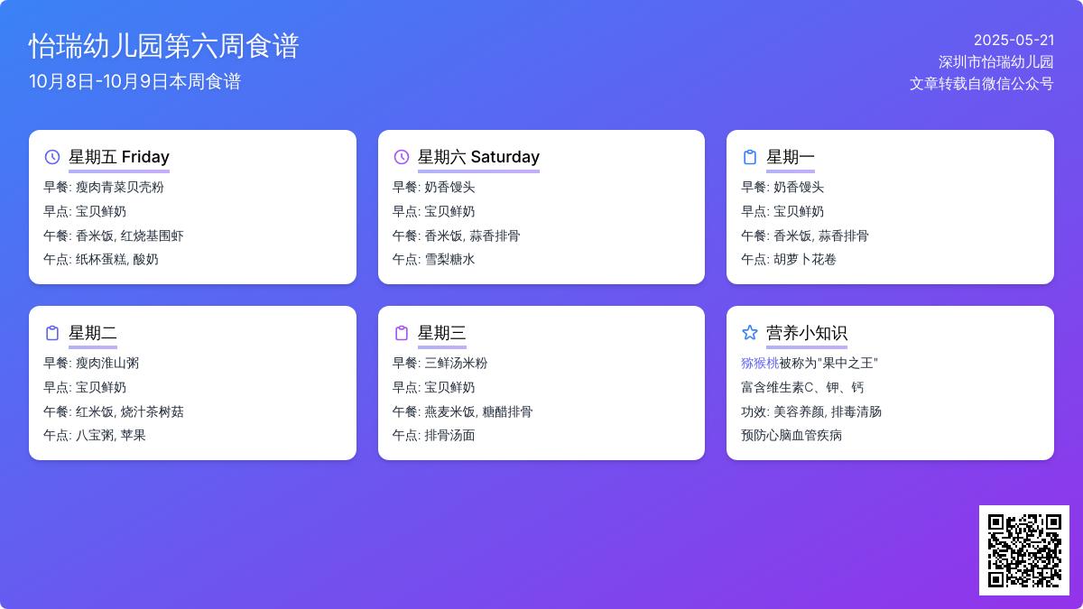 怡瑞幼儿园幼儿食谱第六周食谱回顾