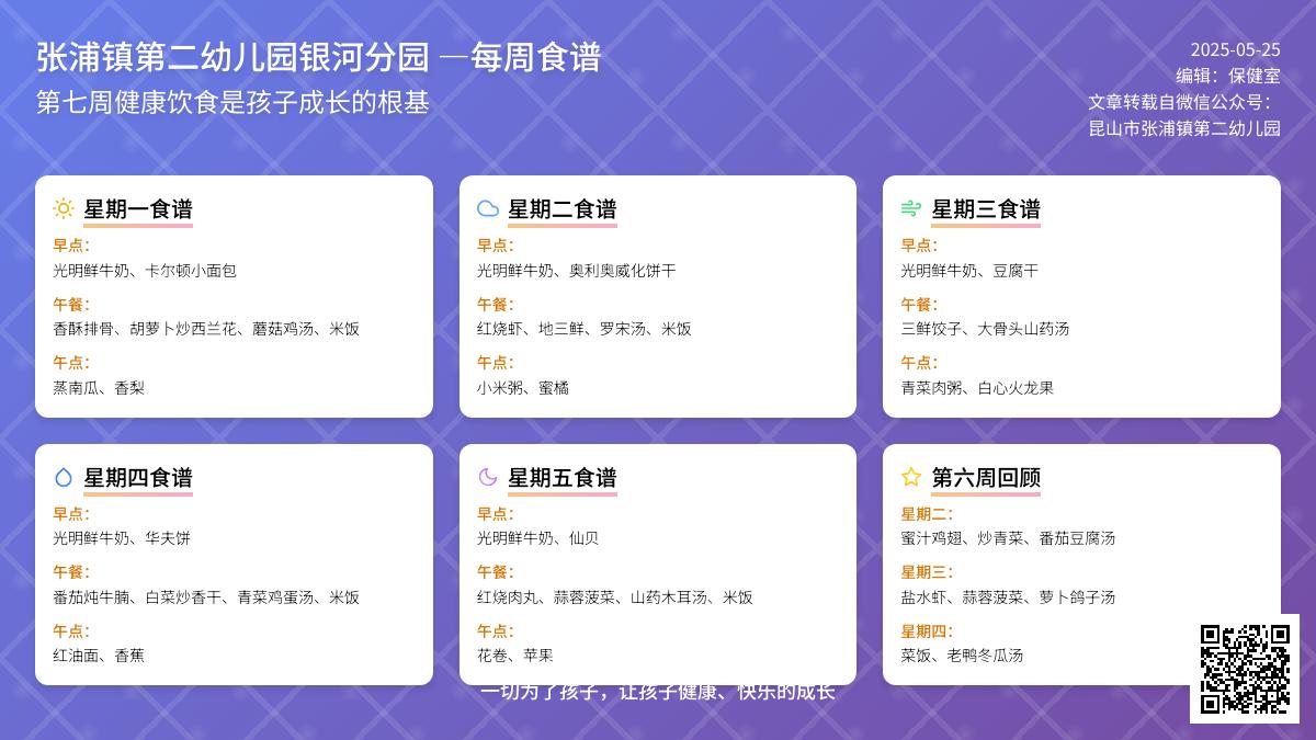 【健康二幼】银河第七周幼儿食谱