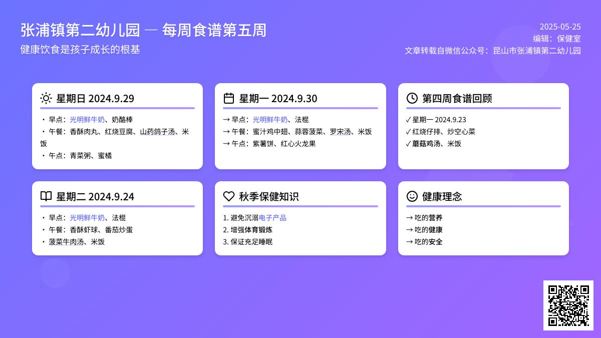 【健康二幼】本部第五周幼儿食谱