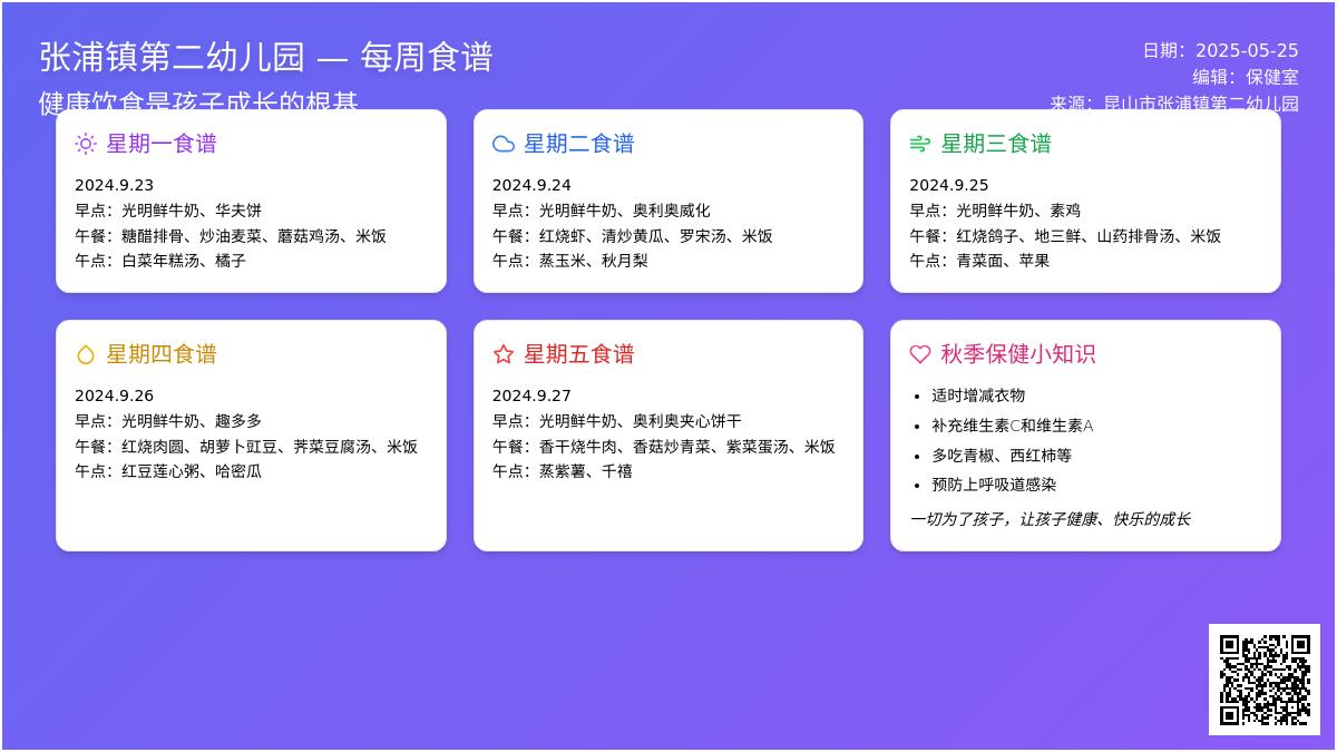 【健康二幼】银河第四周幼儿食谱