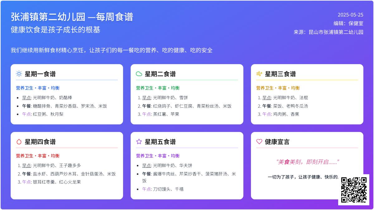 【健康二幼】本部第一周幼儿食谱