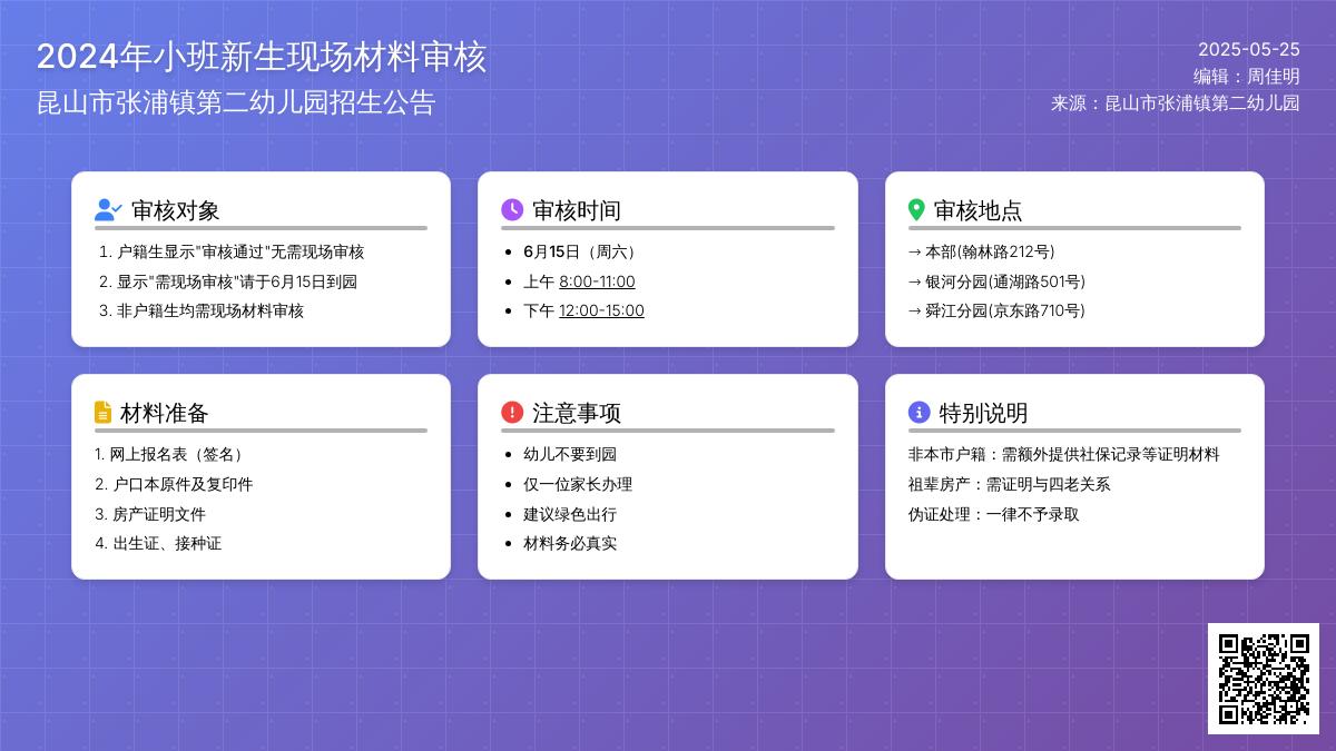 【二幼公告】昆山市张浦镇第二幼儿园2024年小班新生现场材料审核公告
