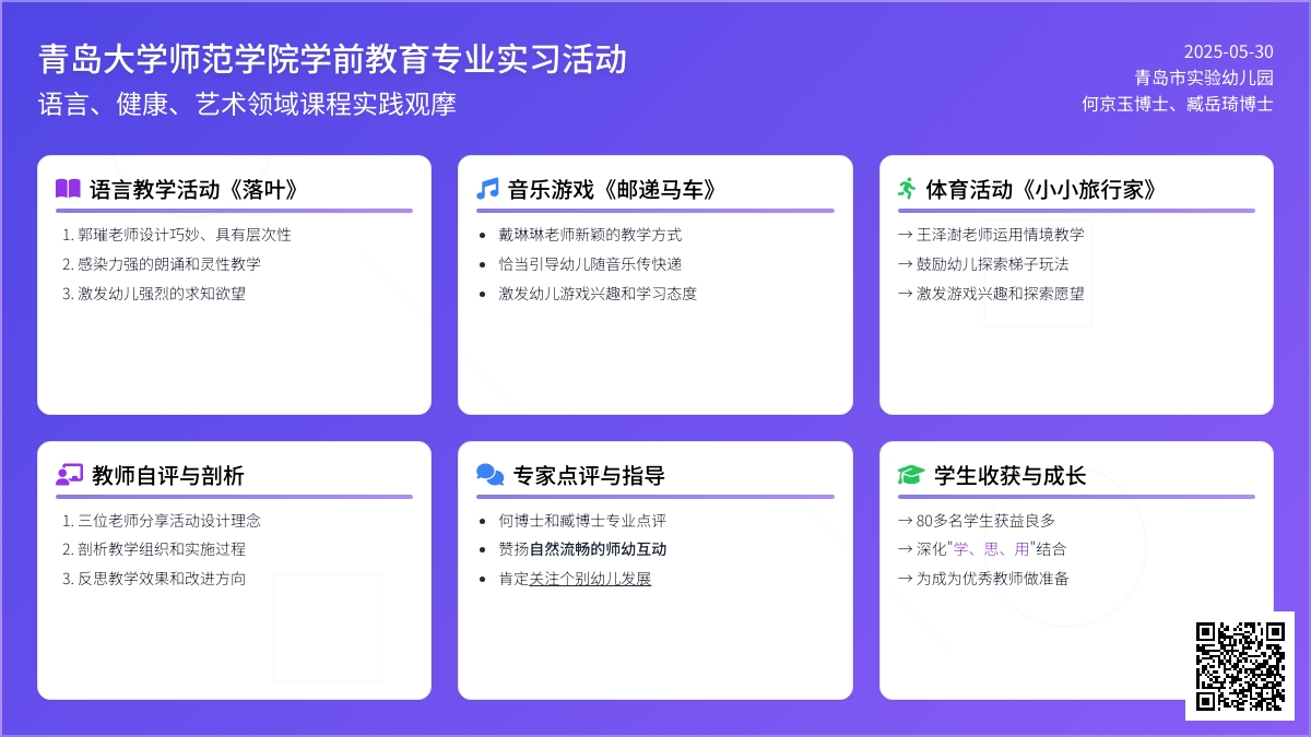 我园迎接青大学前教育专业师生教学见习交流活动