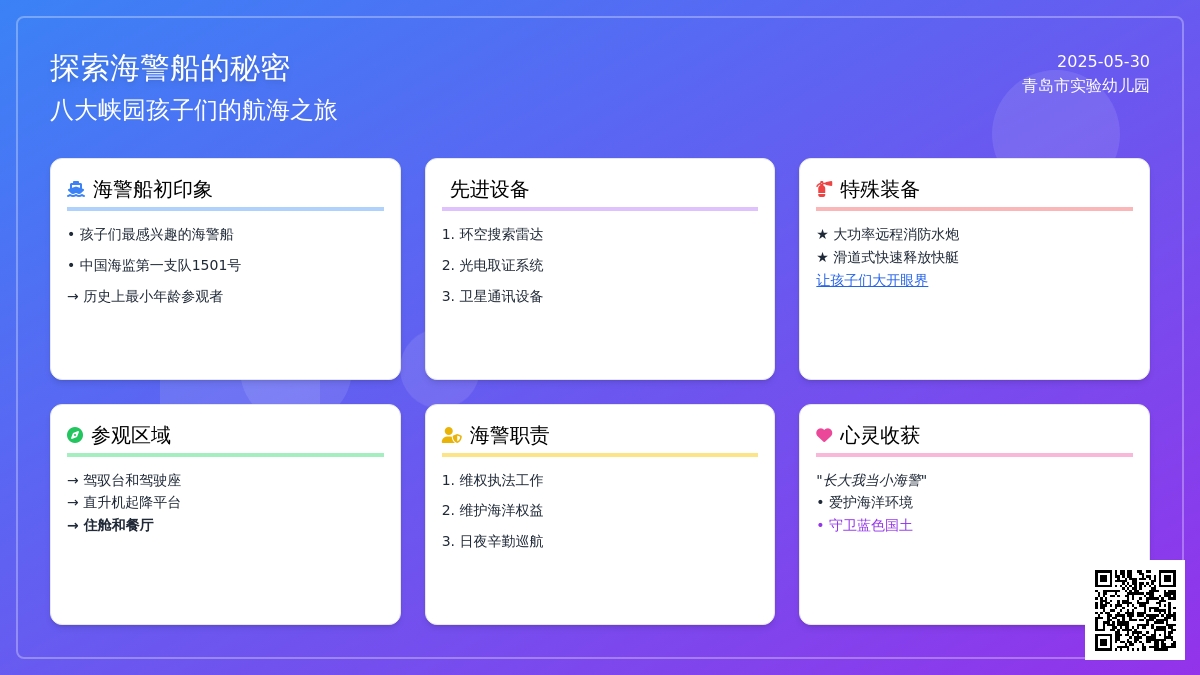 【信息快递】八大峡园带领幼儿实地参观海警船，主题活动增活力