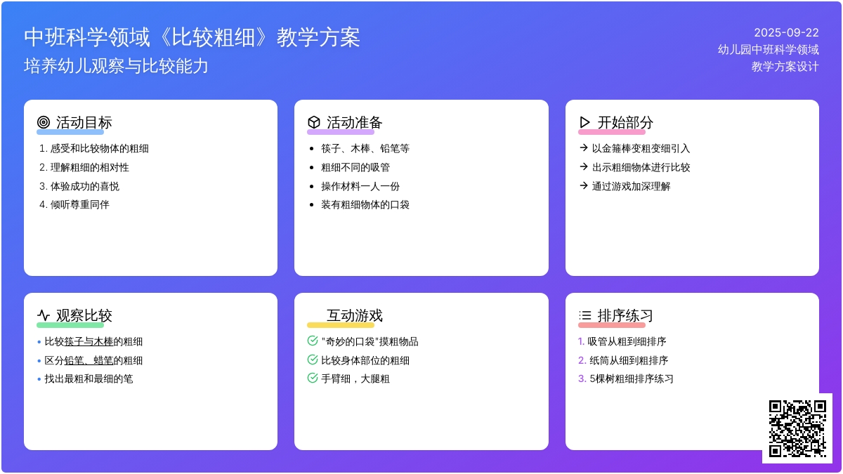 幼儿园中班科学领域教案《比较粗细》含反思