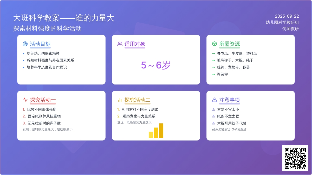 幼儿园大班科学活动设计――谁的力量大