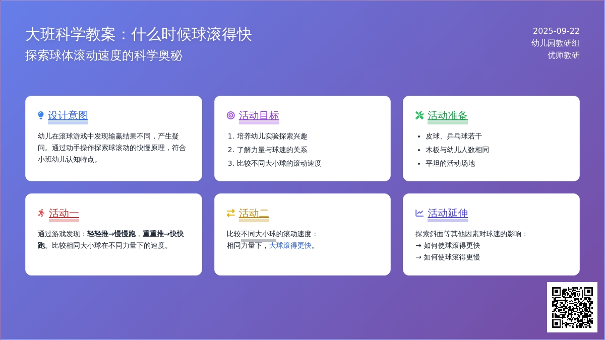 幼儿园大班科学活动――什么时候球滚得快