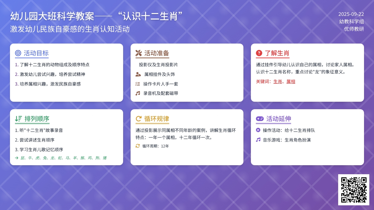 幼儿园大班科学活动教案――“认识十二生肖”