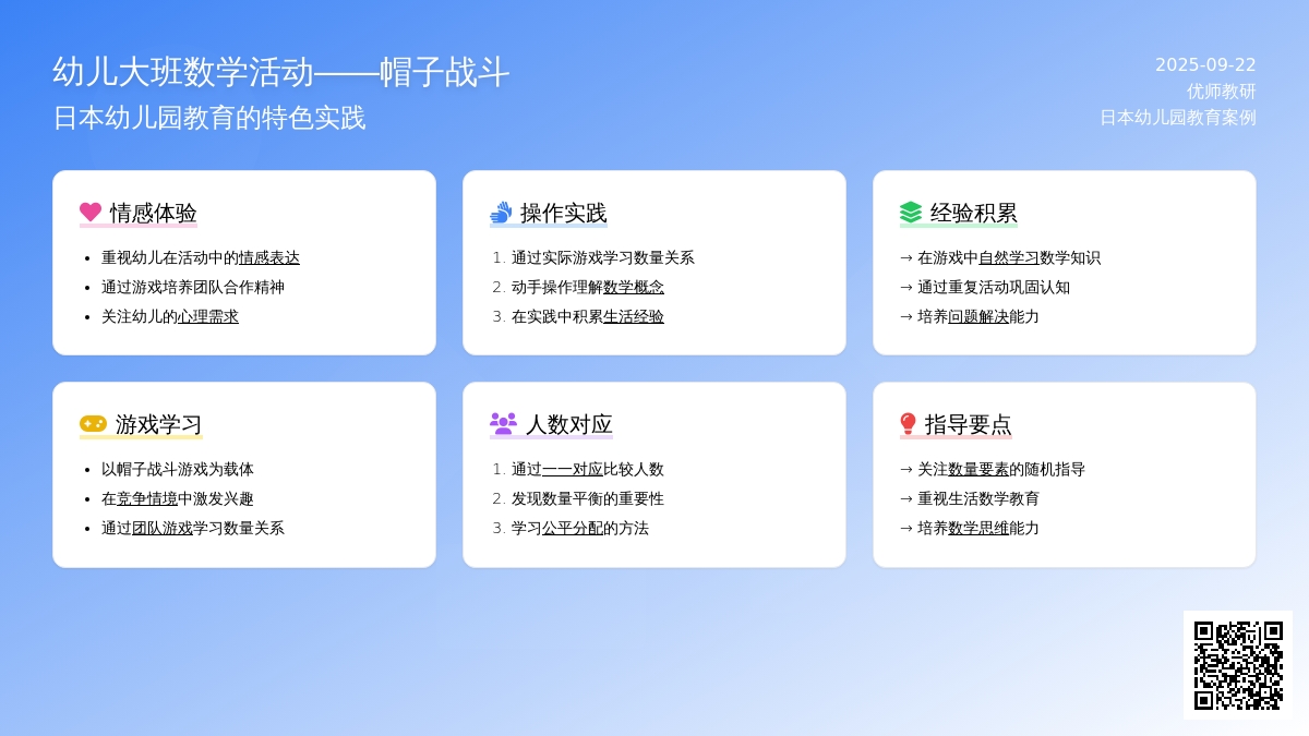 幼儿大班数学活动――帽子战斗（日本幼儿园教育活动之三）