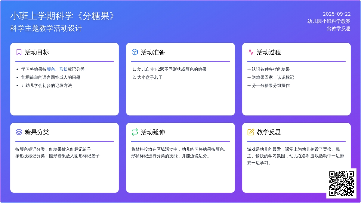 幼儿园小班上学期科学教案《分糖果》含反思