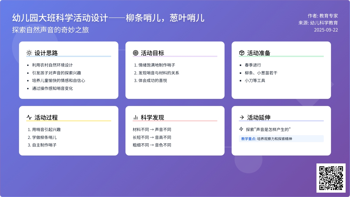 幼儿园大班科学活动设计――柳条哨儿，葱叶哨儿
