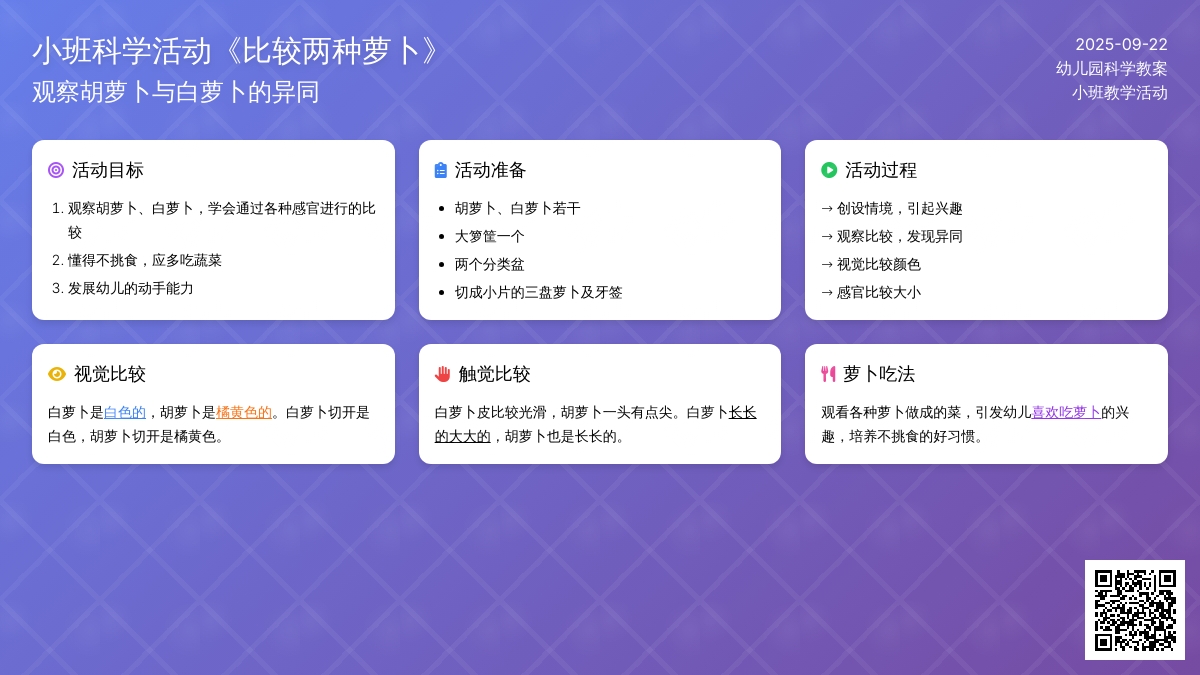 小班科学活动教案《比较两种萝卜》含反思