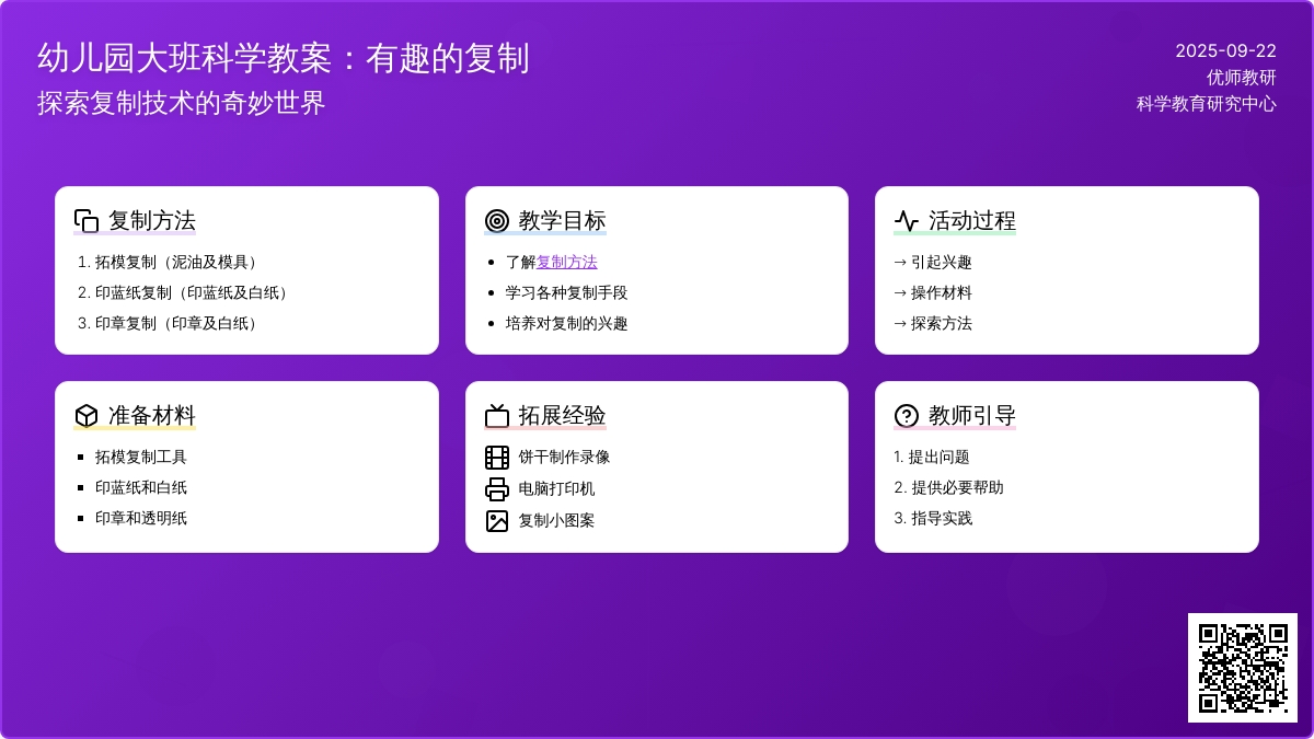 幼儿园大班科学教案：有趣的复制