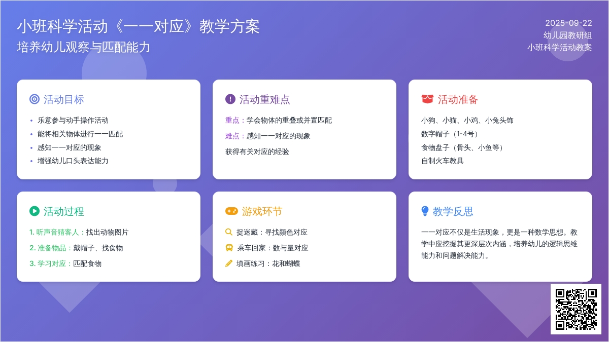 小班科学活动教案《一一对应》含反思