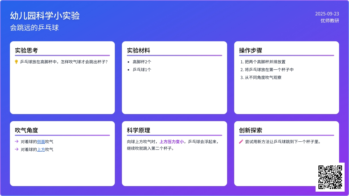 幼儿园科学小实验：会跳远的乒乓球