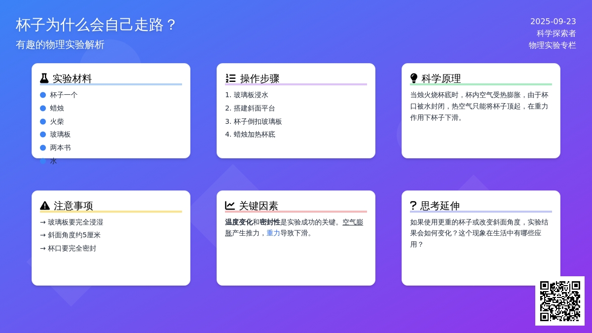 幼儿园科学小实验：自己会走路的杯子