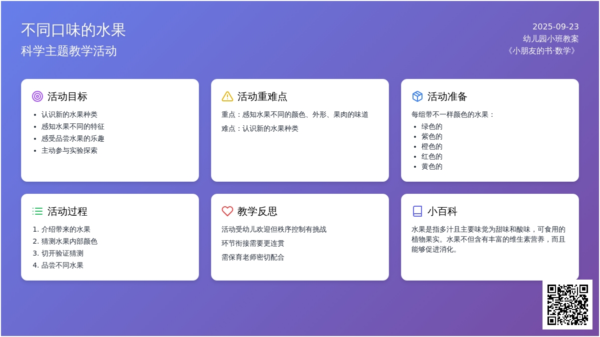 幼儿园小班教案《不同口味的水果》含反思