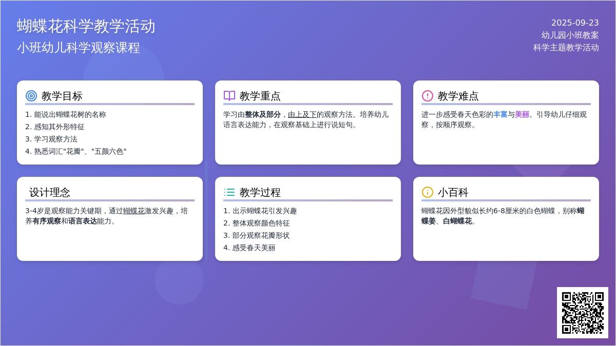 幼儿园小班教案《蝴蝶花》