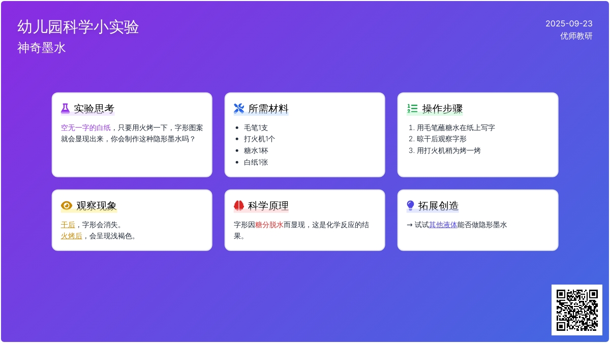 幼儿园科学小实验：神奇墨水