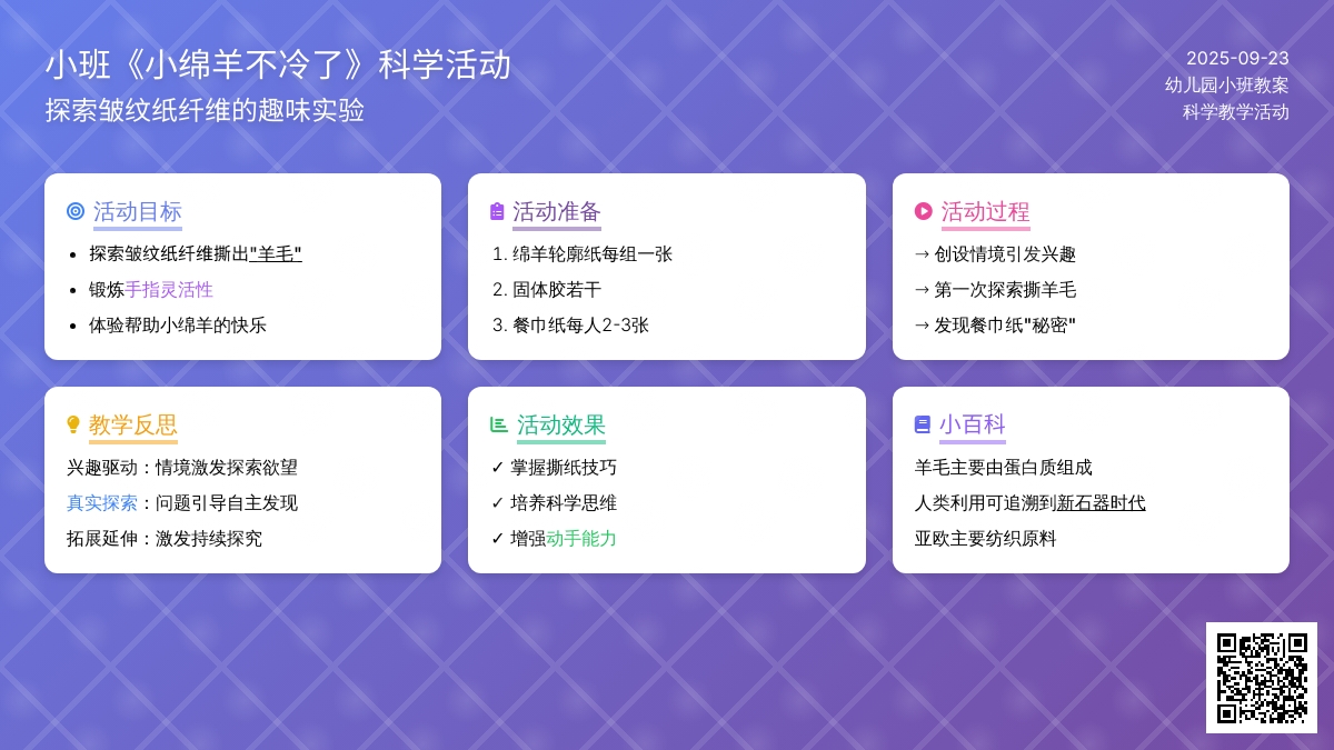 幼儿园小班教案《小绵羊不冷了》含反思