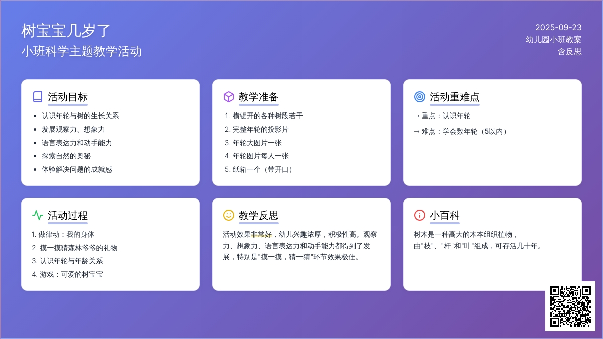 幼儿园小班教案《树孩子几岁了》含反思