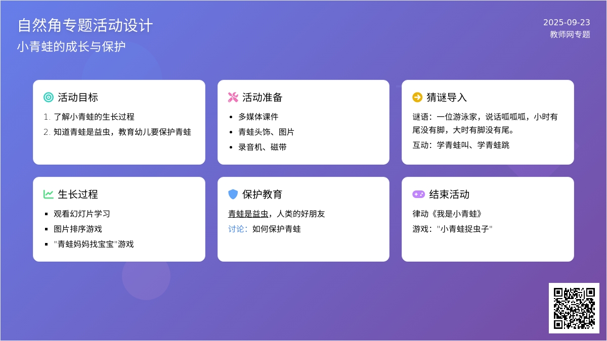 幼儿园大班科学活动：小青蛙