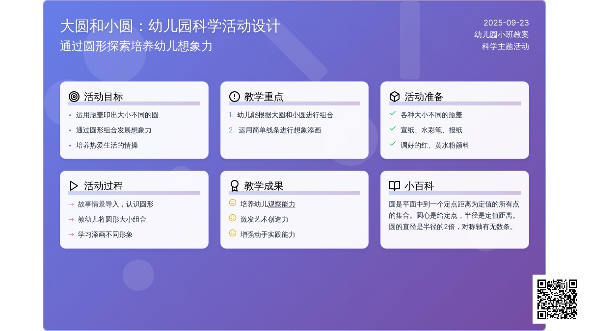幼儿园小班教案《大圆和小圆》