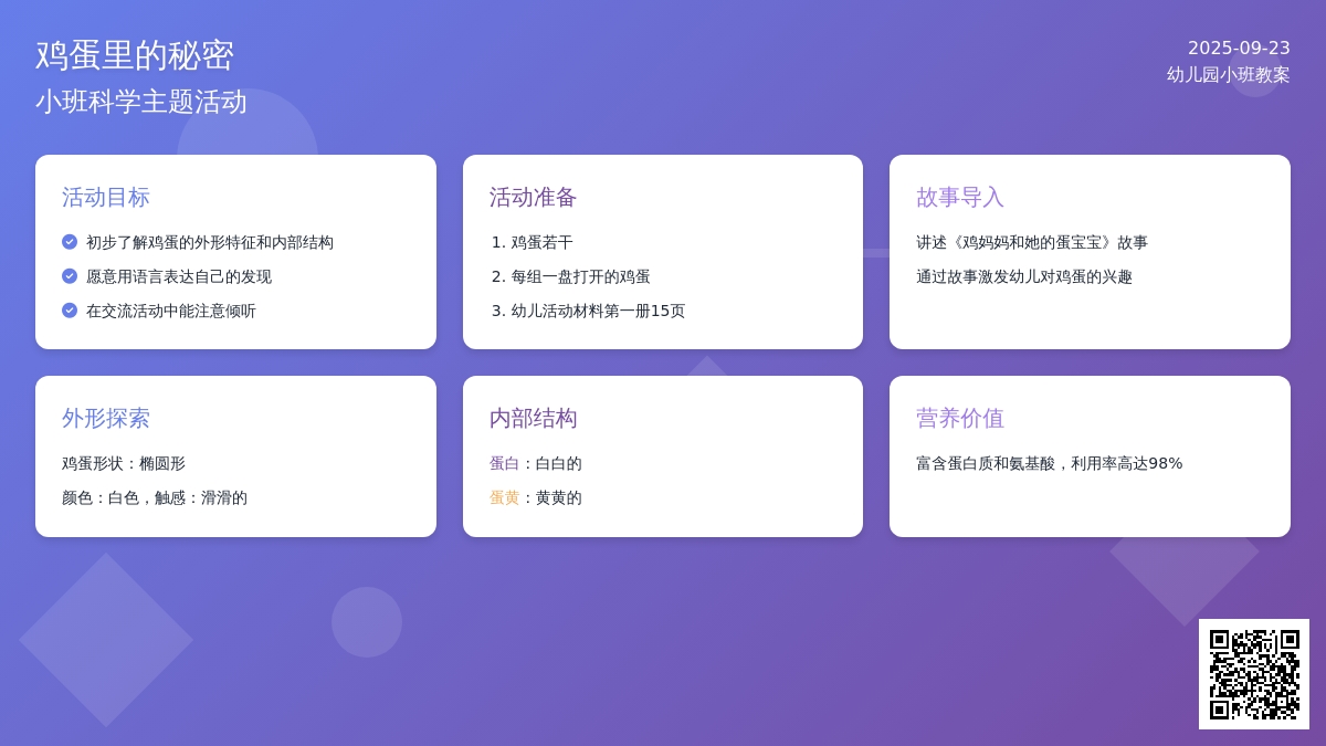 幼儿园小班教案《鸡蛋里的秘密》