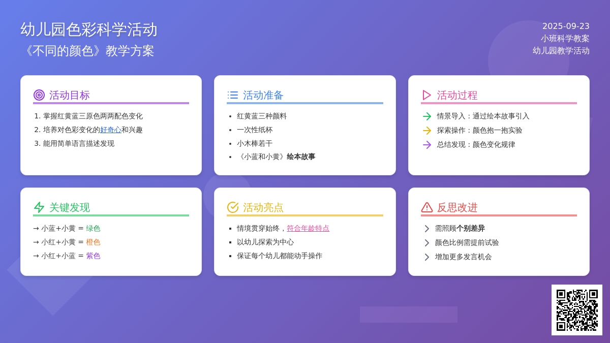 幼儿园小班教案《不同的颜色》含反思