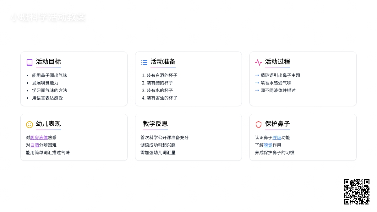 幼儿园小班教案《小鼻子真灵》含反思