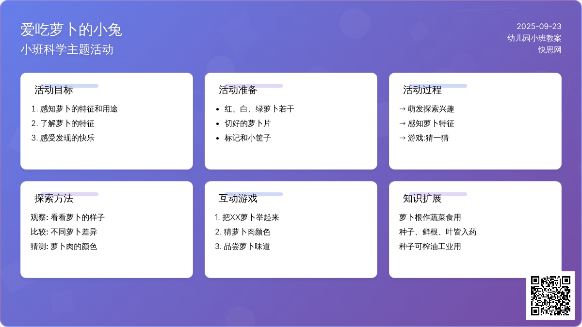 幼儿园小班教案《爱吃萝卜的小兔》