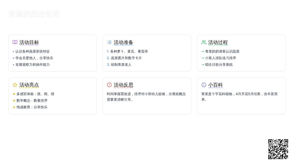 幼儿园小班教案《青菜奶奶过生日》含反思