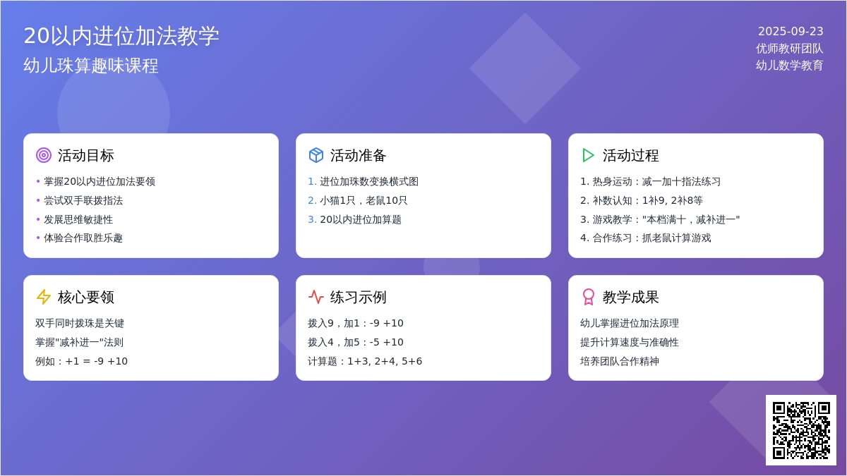 幼儿园大班珠心算活动：猫捉老鼠——学习20 以内进位加
