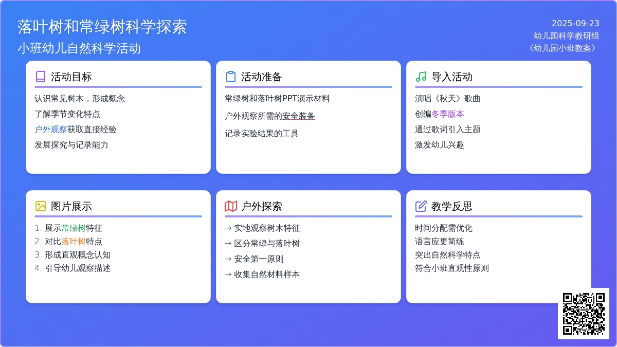 幼儿园小班教案《落叶树和常绿树》含反思
