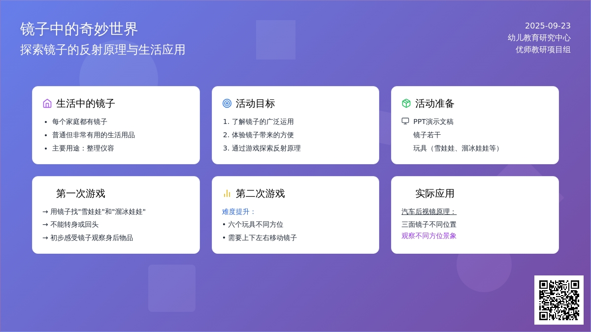 幼儿园大班科学活动：和镜子玩游戏