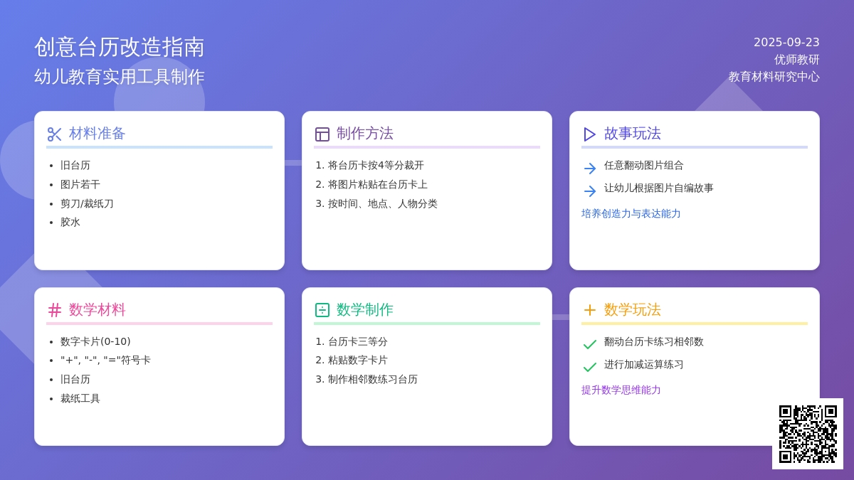 幼儿园大班科学活动：多用台历制作