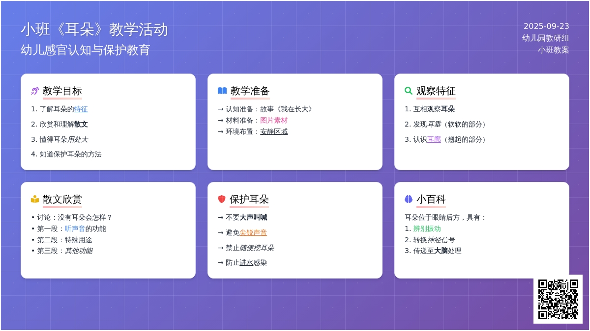 幼儿园小班教案《耳朵》