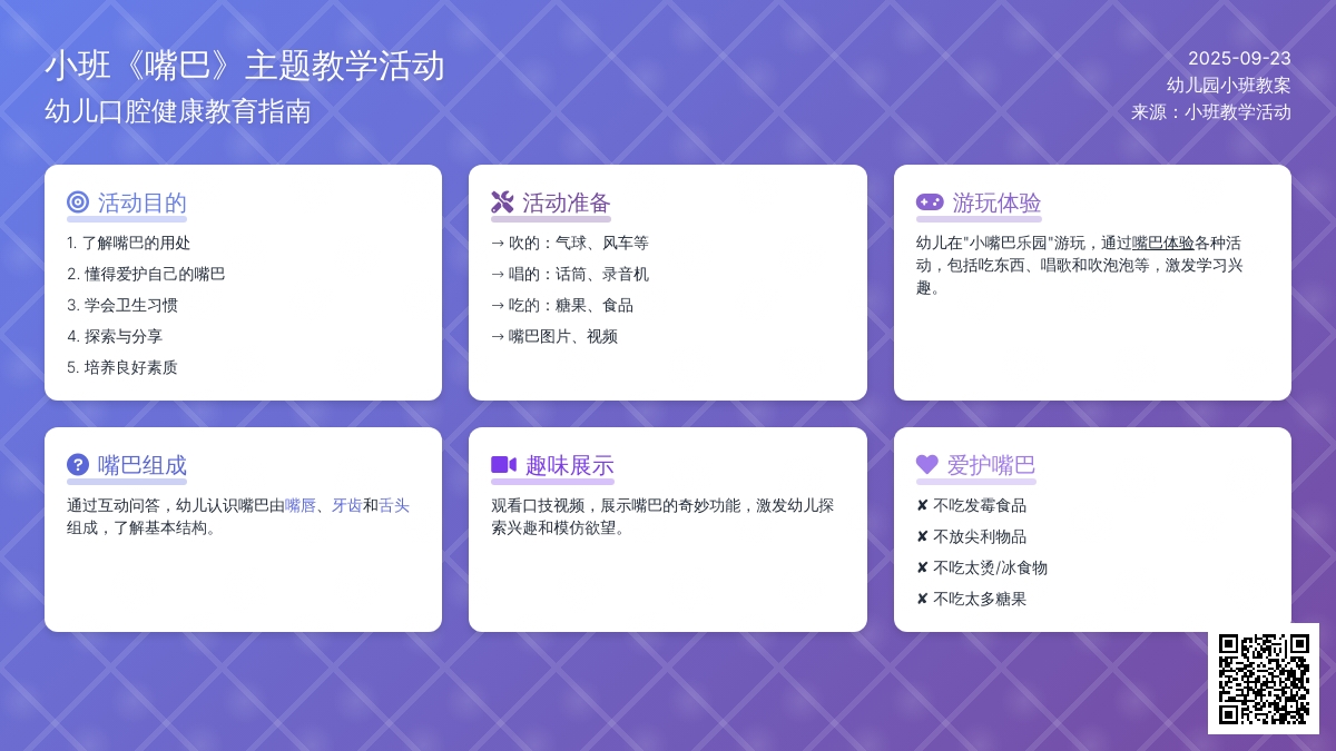 幼儿园小班教案《嘴巴》