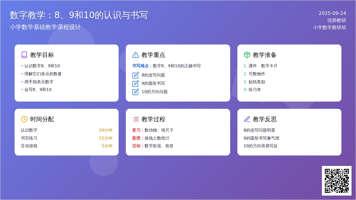 幼儿园大班数学活动：认识数字8、9和10