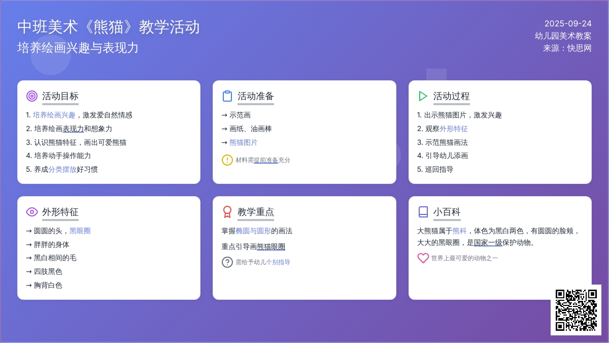 幼儿园中班美术教案《熊猫》含反思